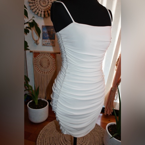 Windsor White Ruched Bodycon Dress | Size S - Picture 2 of 5